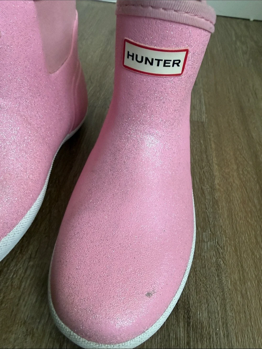 Hunter Kids Pink Glitter Ankle Rain Boots Size 2